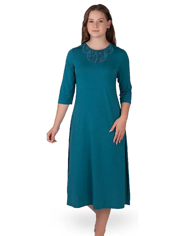 Stretch - lycra men's thongs for flexibilitySoft Nightshirt with Lacey Panel Teal