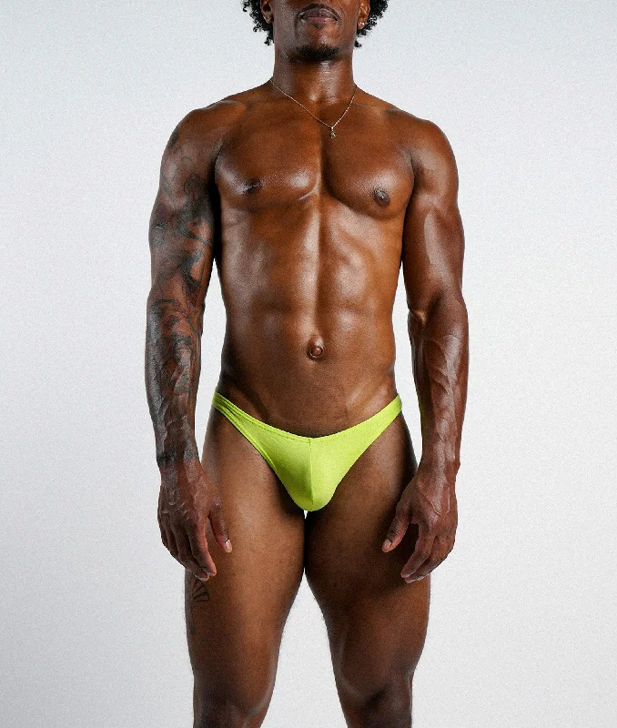 Glittery men's thongs for a party lookSour Candy Green Rimless Thong