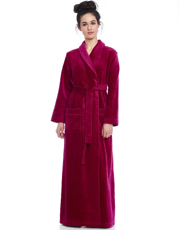 Rhinestone - embellished men's thongs for glamourTerry Wrap Long Belted Bathrobe with Piped Trim Raspberry