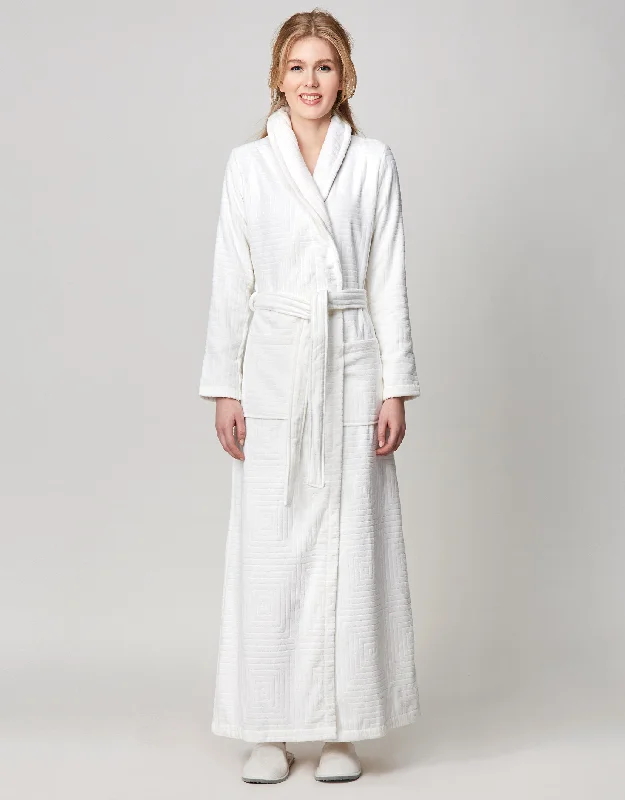 Seamless men's thongs for a discreet lookTerry Wrap Long Geometric Belted Bathrobe With Shawl Collar White Seamless men's thongs for a discreet lookTerry Wrap Long Geometric Belted Bathrobe With Shawl Collar White