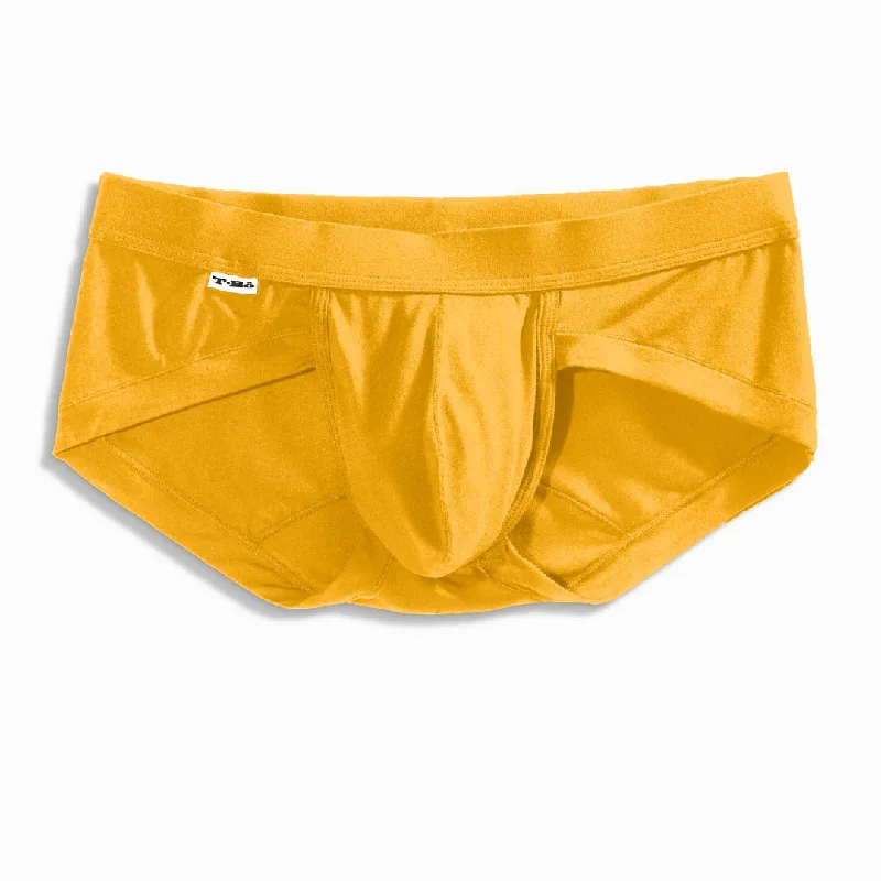 Men's briefs with a lace trim for a touch of flairThe Carnival Yellow Brief