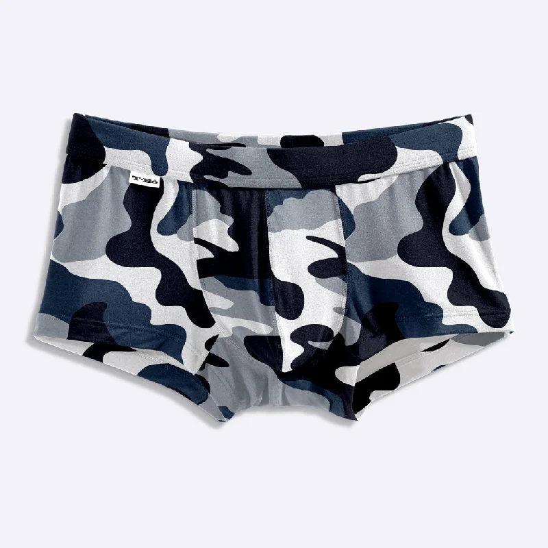 Tag - less men's trunks for irritation - free comfortThe TBô Blue Camo Trunk