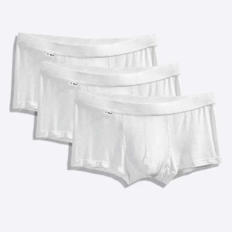 Men's trunks with a wide elastic waistbandThe TBô Trunk 3 Pack - White