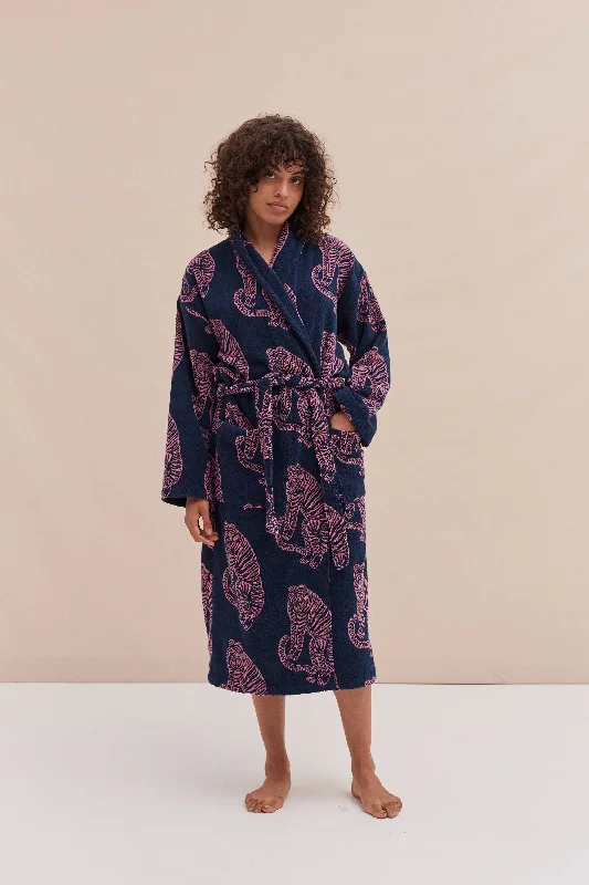 Soft - fabric men's thongs for a gentle touchUnisex Towel Robe Sansindo Print Navy Pink Soft - fabric men's thongs for a gentle touchUnisex Towel Robe Sansindo Print Navy Pink