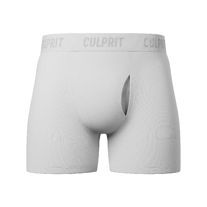 Moisture - wicking men's boxer briefs for sports activitiesWhite Hot Solid Boxer Briefs w/ fly