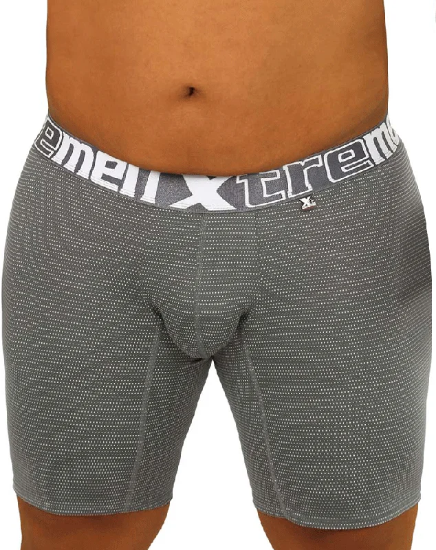Breathable cotton men's boxer briefs for everyday wearXtremen 70005 Long Boxer Briefs  Gray-white
