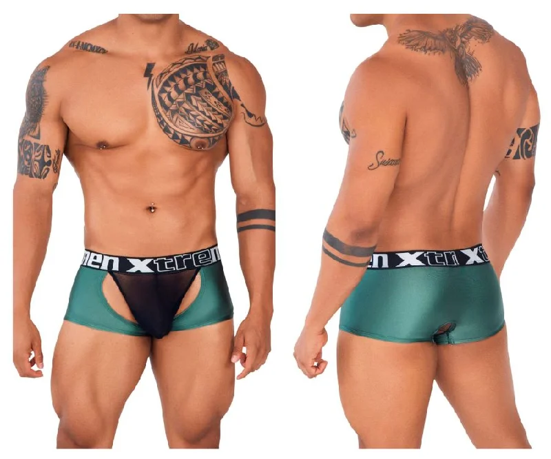 Men's boxer briefs with a contoured pouch for comfortXtremen 91125 Mesh Trunks Color Green Men's boxer briefs with a contoured pouch for comfortXtremen 91125 Mesh Trunks Color Green